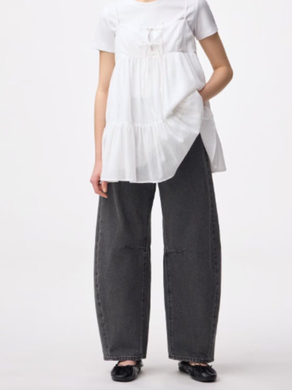 GU Global Barrel Leg Jeans in Dark Gray